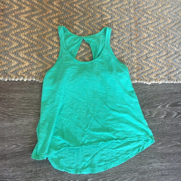 Anthropologie Left of Center | Green Tank Top with Open Back (S) - Picture 2 of 4